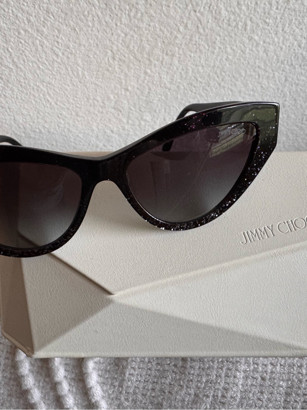 Jimmy Choo Black Jc 5004 Glitter Cat-Eye Sunglasses With Dark Lenses